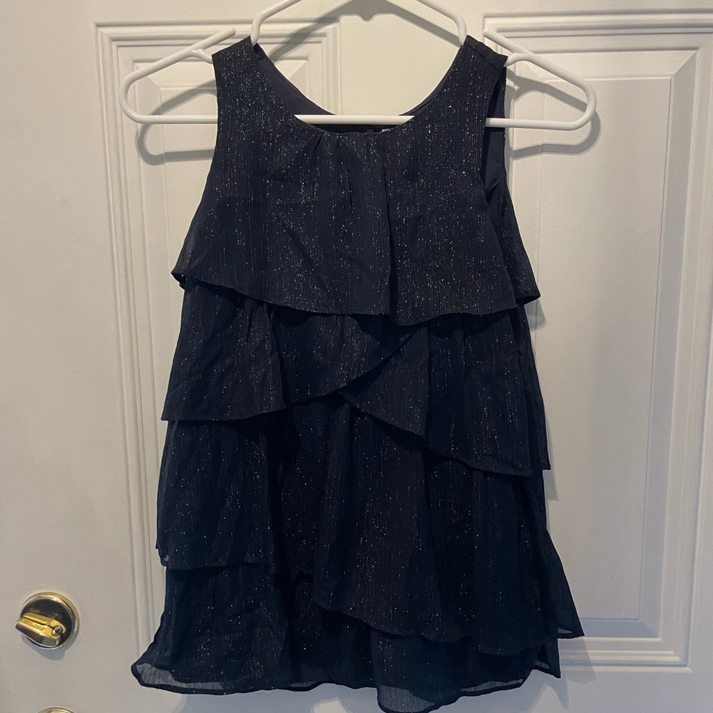 Girls Dark blue tiered dress